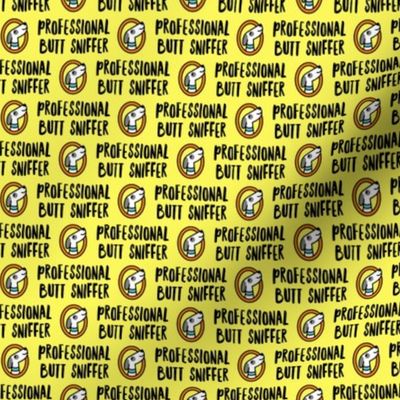 (small scale) Professional But Sniffer - Fun Dog Fabric - yellow - LAD22