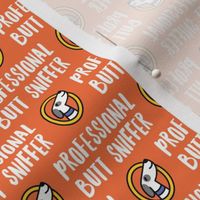 Professional But Sniffer - Fun Dog Fabric - orange - LAD22