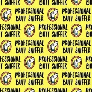 Professional But Sniffer - Fun Dog Fabric - yellow - LAD22