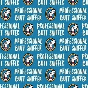 Professional But Sniffer - Fun Dog Fabric - stone blue - LAD22