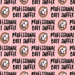 Professional But Sniffer - Fun Dog Fabric - Pink - LAD22