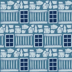 light blue rocks and windows on teal blue | medium | colorofmagic