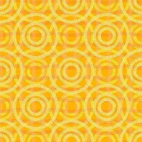 Abstract circles on the water, Yellow circles on orange background