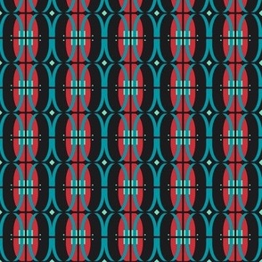 Small Japanese stripes, Blue and red on a black background