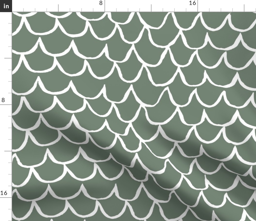 Sea Waves Scallop Pattern // Boho Sage