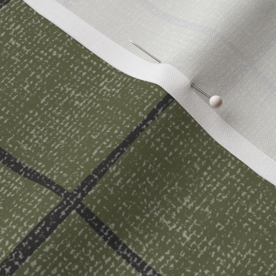 Hand-drawn Checkered Grid // Green // Linen Look // Large Scale // 