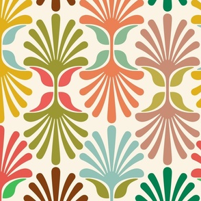 Stylized Geometric Flowers - Multi Color - LARGE