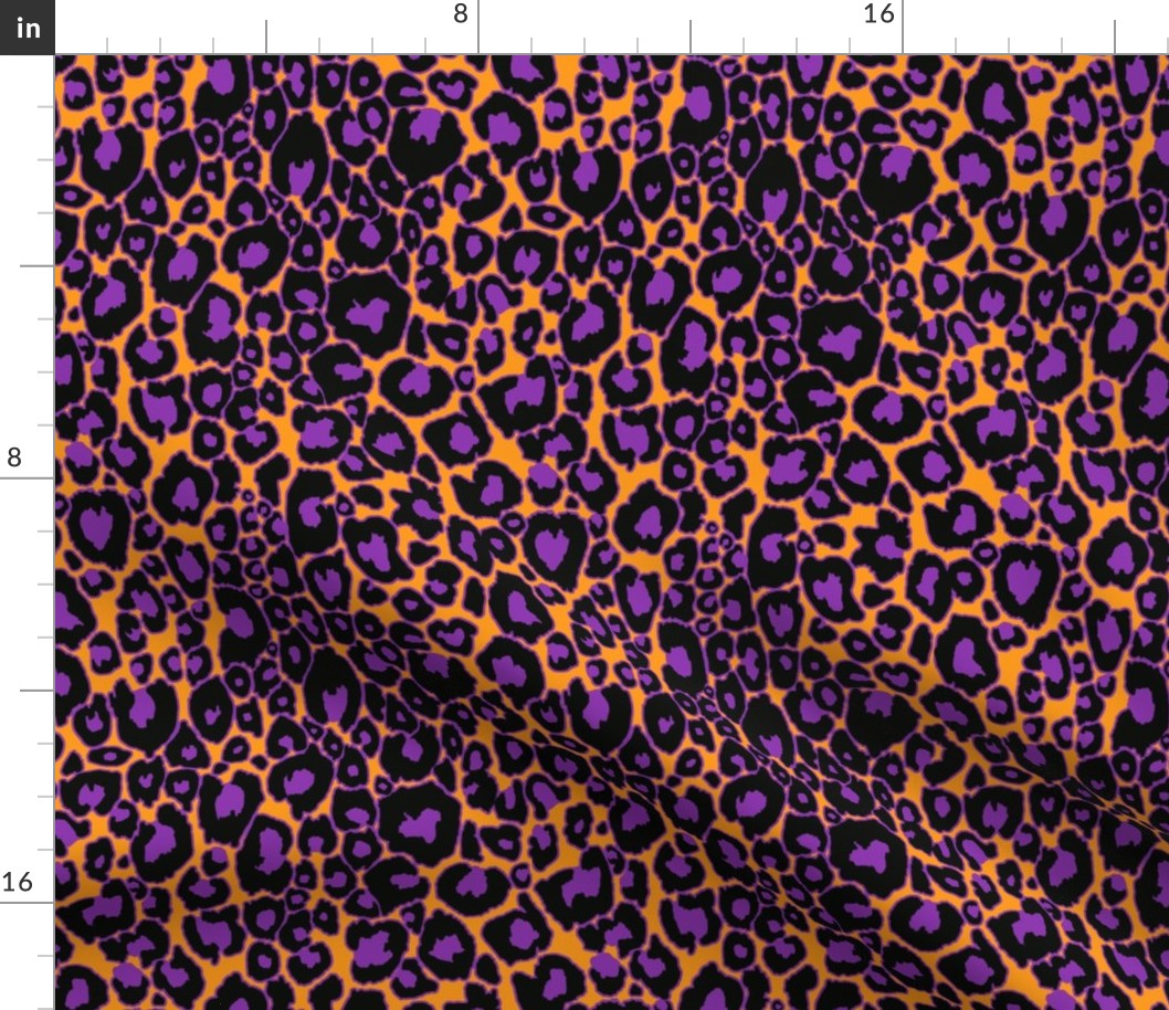 Halloween Animal Print // Black and Purple on Orange