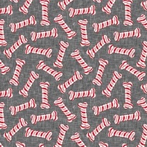 (small scale) Candy Cane Dog Bones - grey - LAD22