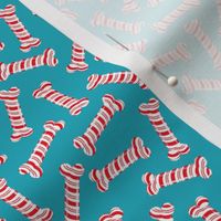 (small scale) Candy Cane Dog Bones - blue - LAD22