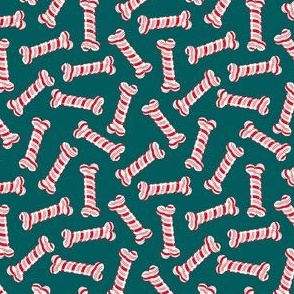 (small scale) Candy Cane Dog Bones - teal - LAD22