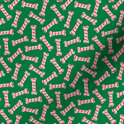 (small scale) Candy Cane Dog Bones - green - LAD22