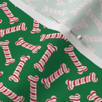 (small scale) Candy Cane Dog Bones - green - LAD22