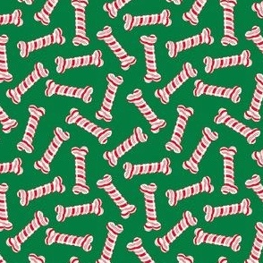 (small scale) Candy Cane Dog Bones - green - LAD22
