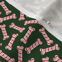 (small scale) Candy Cane Dog Bones -  dark green - LAD22