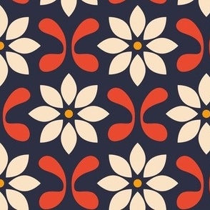 1096 - hippie daisies, white / orange