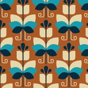 2001 - butterfly flowers, blue / brown