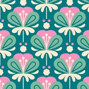 2007 - vintage flowers, pink / green