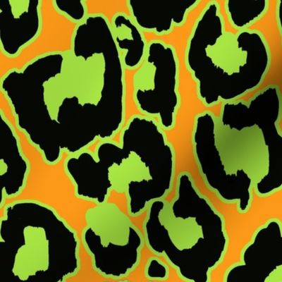 Halloween Animal Print // Neon Green and Black on Orange