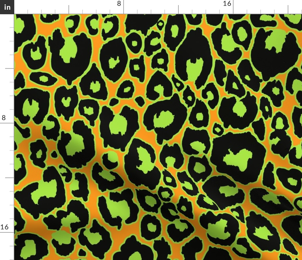 Halloween Animal Print // Neon Green and Black on Orange