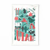 2024 Calendar Utah Illustrated Map Tea Towel and Wall Hanging