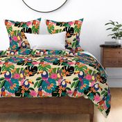 Tropical Birds - Flowers - Large Scale