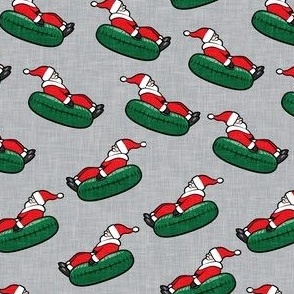 Snow Tubing Santa - Christmas Holiday - grey  - LAD22