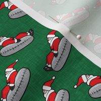 Snow Tubing Santa - Christmas Holiday - Green - LAD22