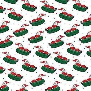 (small scale) Snow Tubing Santa - Christmas Holiday - multi polka dots - LAD22