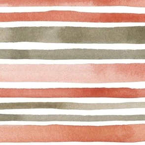 Watercolor stripes light brown, red, terracota colors