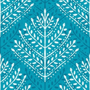 Teal Eloise Garden Leaves Textured LS