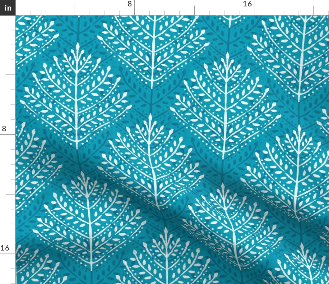 Teal Eloise Garden Leaves Textured RS