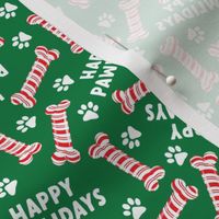 Happy Pawildays w/ candy cane bones - doggy Christmas holiday - green - LAD22