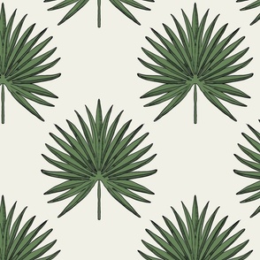 Palm leaves green and cream minimal design