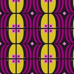 large Japanese stripes, Yellow and dark lilac on a black background