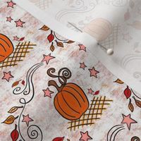 Autumn Leaves and Pumpkins on White