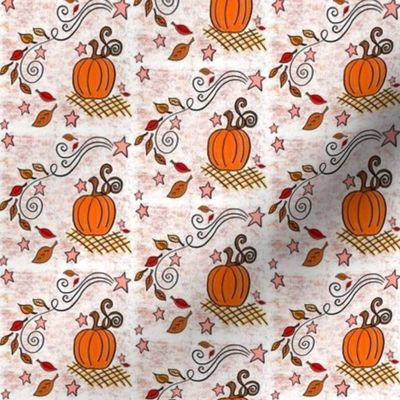 Autumn Leaves and Pumpkins on White