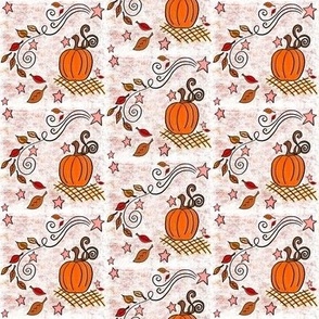 Autumn Leaves and Pumpkins on White