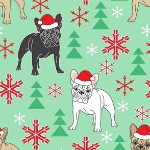 large santa Frenchies on mint green