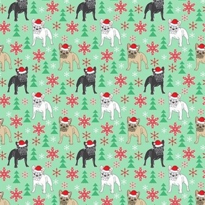 tiny santa Frenchies on mint green