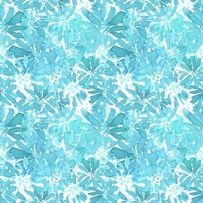 Tie Dye Flowers Teal Blue