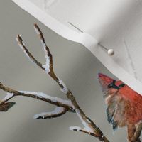 Red Cardinal Perched on a snow covered tree branch - Large Scale