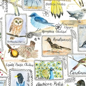 Watercolor Birding Stamps // Large