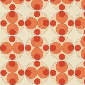 VINTAGE GEOMETRY - ORANGE AND RED WITH FABRIC TEXTURE
