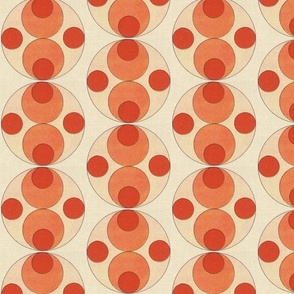 VINTAGE GEOMETRY 2 - ORANGE AND RED WITH FABRIC TEXTURE