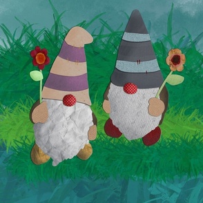 Gnomes holding flowers