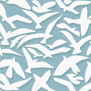 Abstract Seagulls -  Cut-Outs on Light Blue / Large