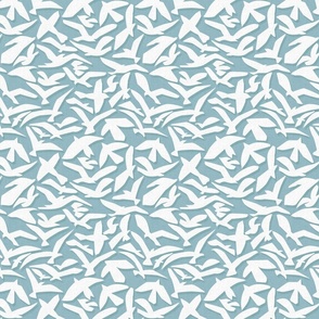 Abstract Seagulls -  Cut-Outs on Light Blue / Medium