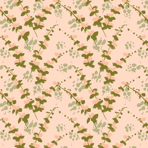 Bursting blooms-light peach, olive and sage green// big scale 