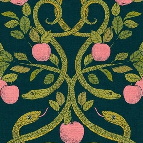 Serpents and Apples {Navy/Pink} large
